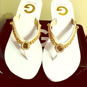New Guess White Wedge Sandals Statuz